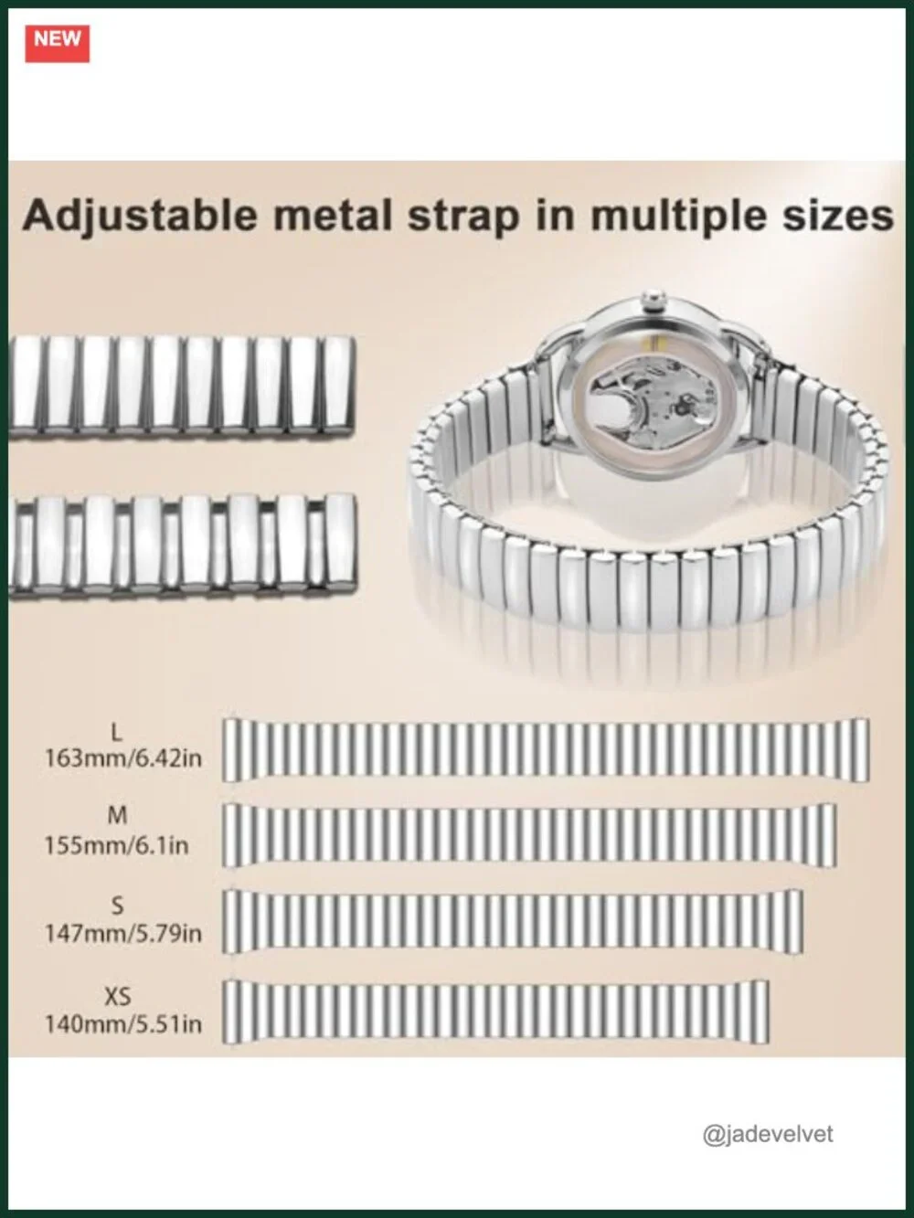 Silver Watch with 4 Stretch Bands for Women, Easy Reader, Water Resistant